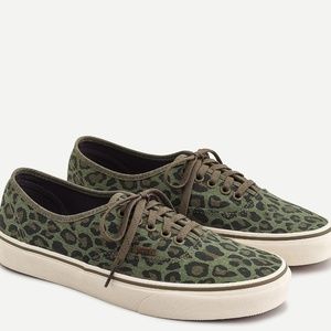 Men’s 9.5 Vans Authenitic Washed Leopard/Olive. J.Crew x Vans Authentic Inc